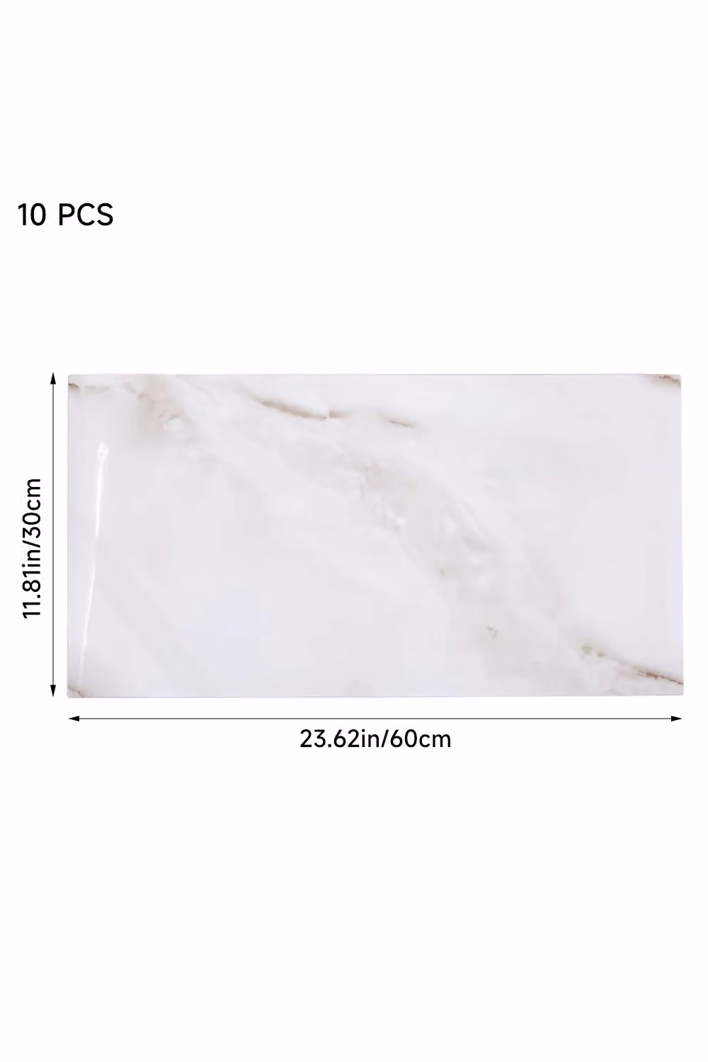 Living and Home 10pcs White Jade Marble Peel and Stick PVC Wall Tile Stickers for Bathroom, Kitchen and Living Room – 2