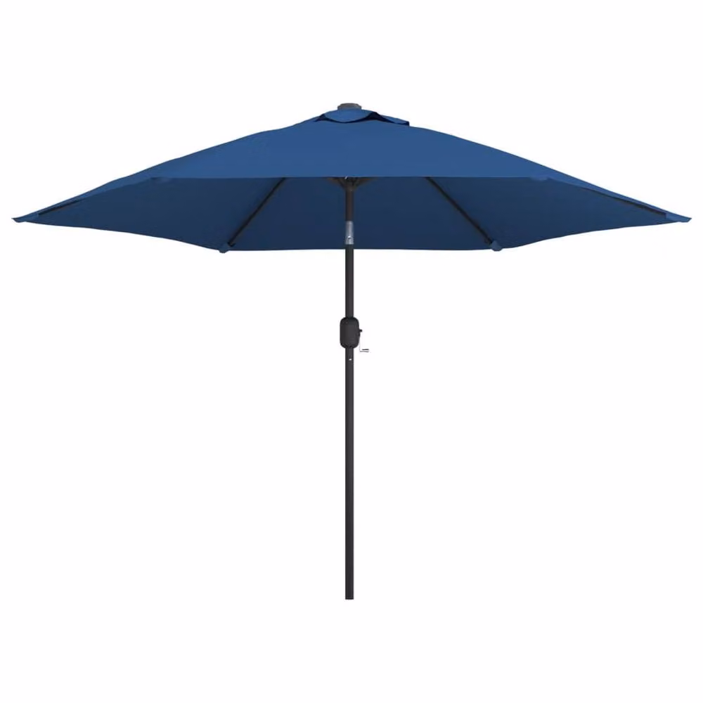 Berkfield Home Outdoor Parasol with LED Lights and Steel Pole, Blue, Diameter: 300 cm – 2