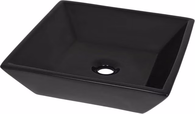 Berkfield Home Ceramic Square Basin, Black, W/D/H: 41.5 x 41.5 x 12 cm