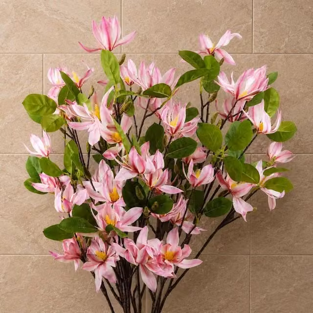 Leaf Pink Magnolia Artificial Floral Spray, Pack of 6, Length: 100 cm