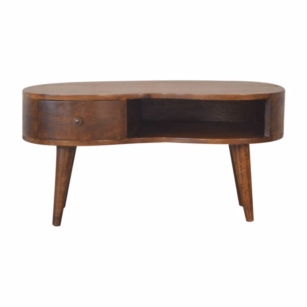 Wyld Haus Parma Mango Wood Coffee Table with Drawer and Open Shelf in Brown – 2