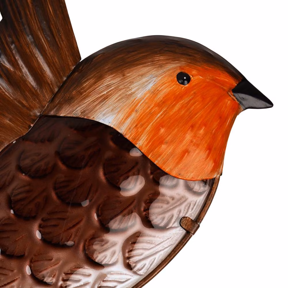 Country Living Rustic Metal Robin Bird Wall Decor in Brown – 3