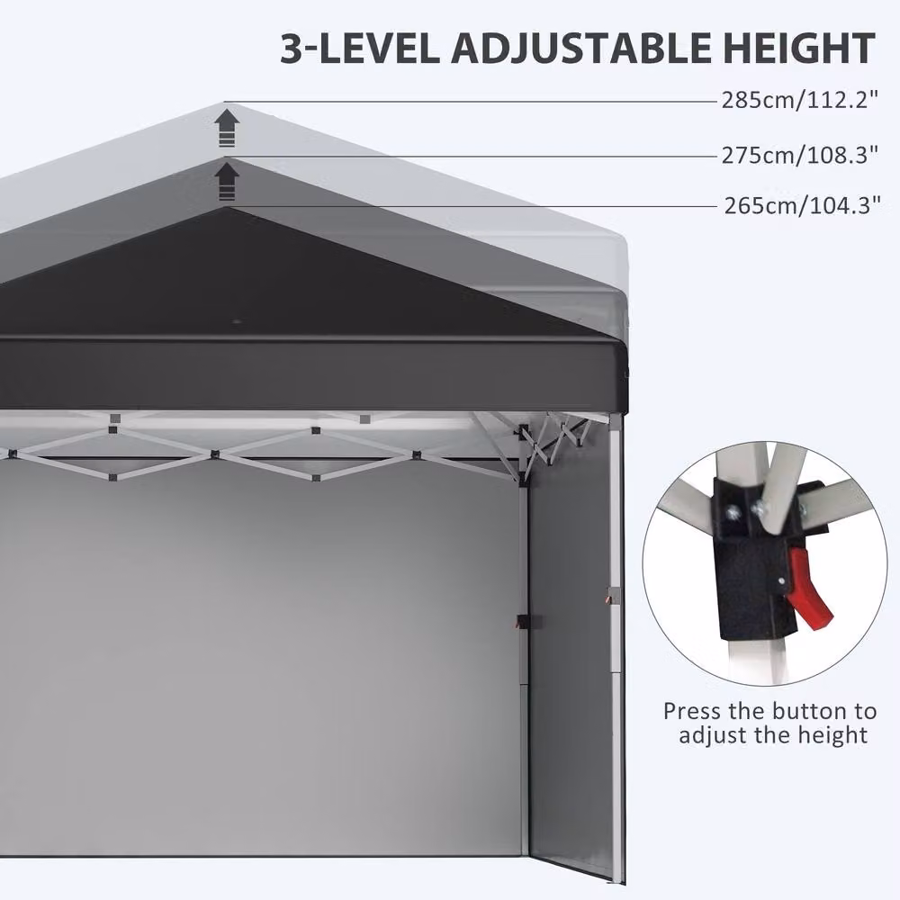 Outsunny Black Pop Up Gazebo with Sidewalls and Wheeled Bag W/D/H: 300 x 300 x 275 cm – 7