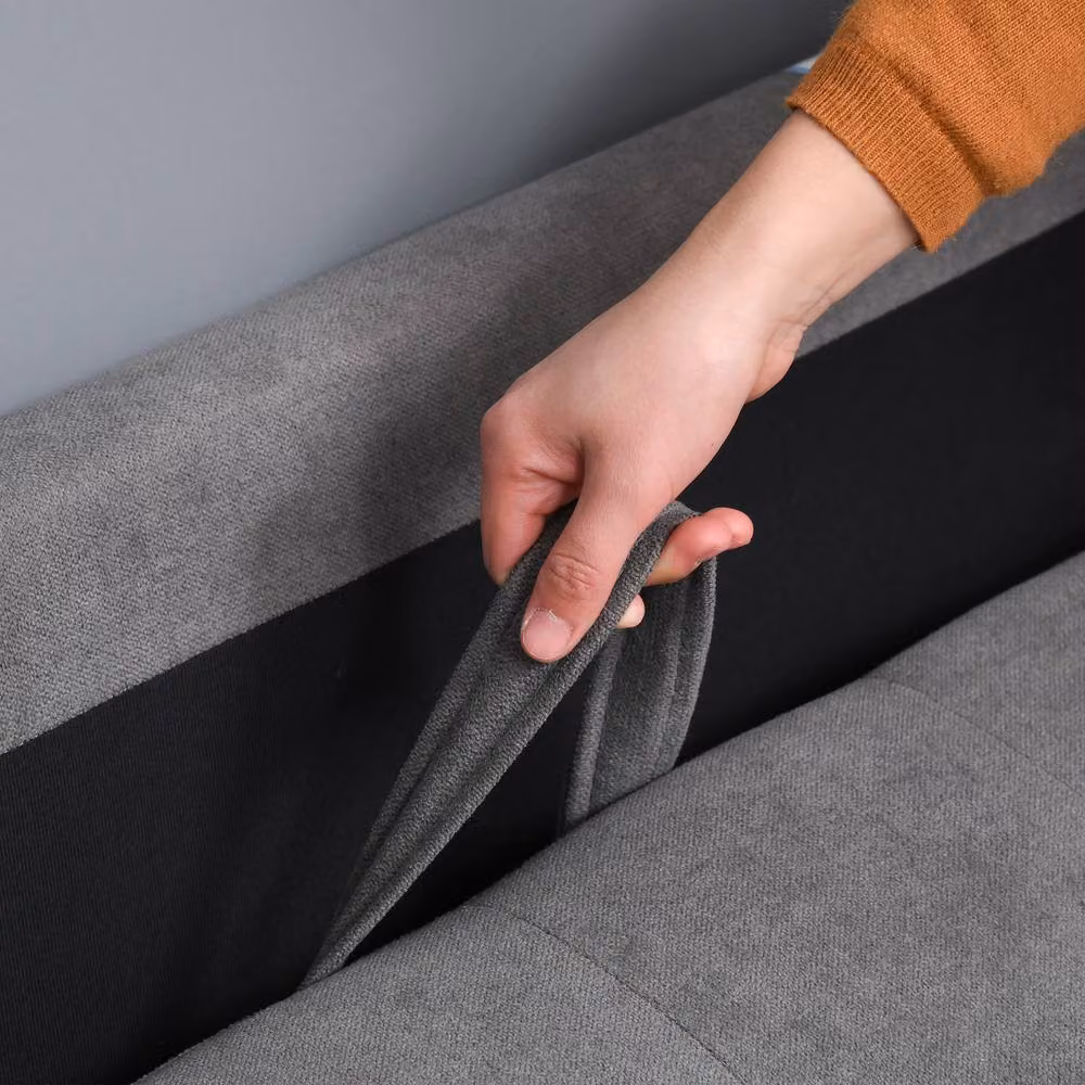 ERGOVEXA 2 Seater Tufted Cotton Sofa with Hidden Storage in Grey, Width: 117 cm – 7