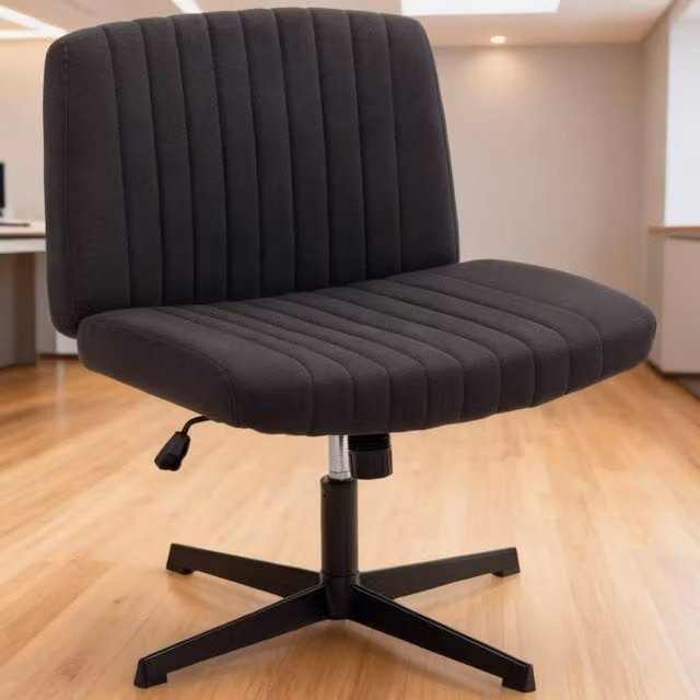 ERGOVEXA Armless Black Fabric Task Chair with 360 Degree Swivel and Weight Adjustment