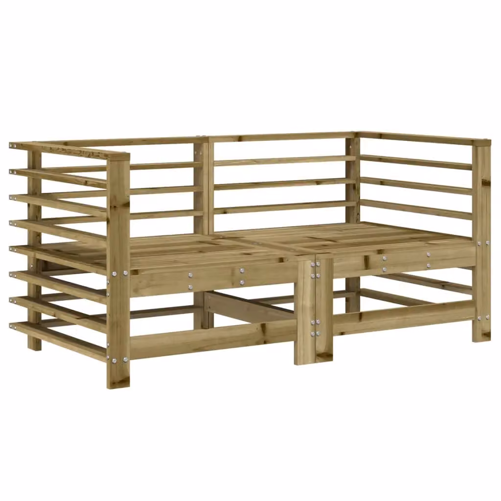 Berkfield Home 2-Piece Rustic Brown Impregnated Pine Wood Garden Corner Sofa Set – 2