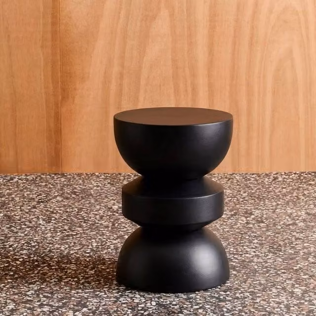 sweeek Black Metal Geometric Side Table with Round Top, W/D/H: 32 x 32 x 43.5 cm – 1