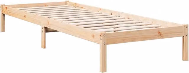 Berkfield Home Decorative Extra Long Solid Pine Bed Frame in Beige, W/D/H: 80 x 220 cm