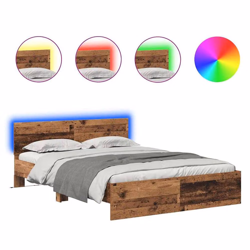 Berkfield Home Modern Bed Frame with Headboard in Brown Engineered Wood W/D/H: 140 x 190 cm – 2