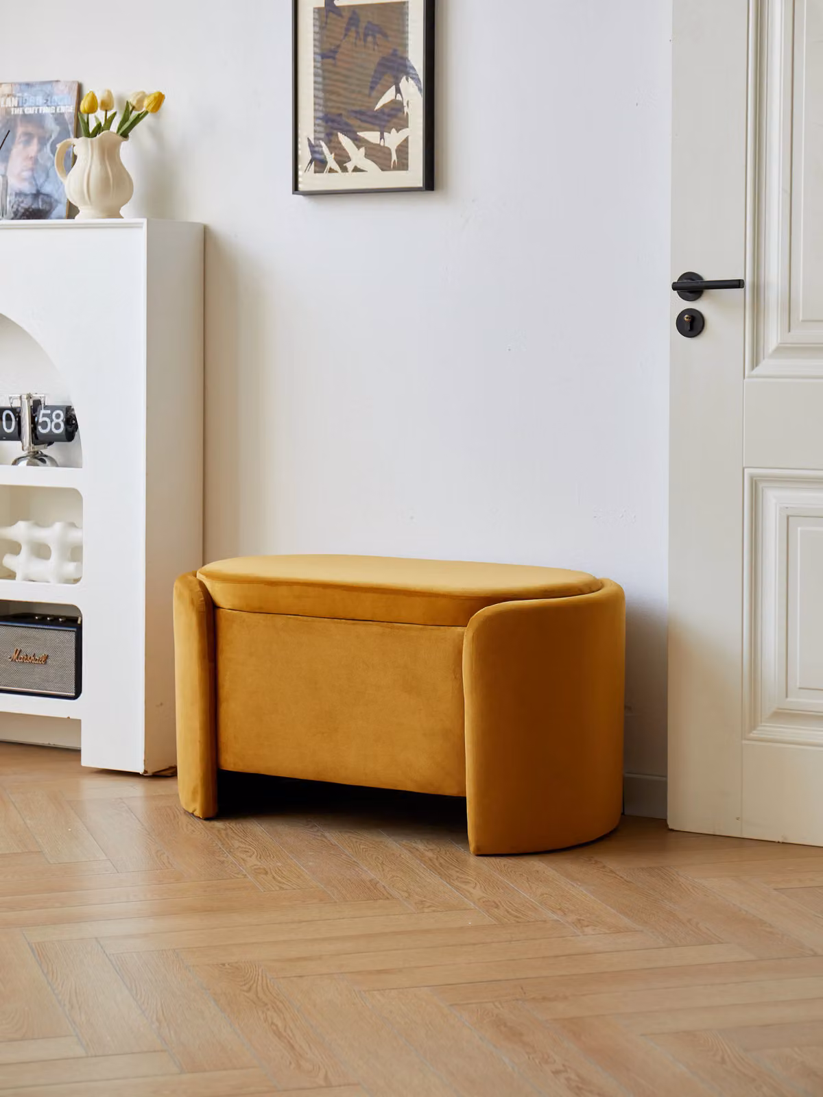 Nordlys Scandinavian Design Upholstered Storage Bench in Yellow – 2