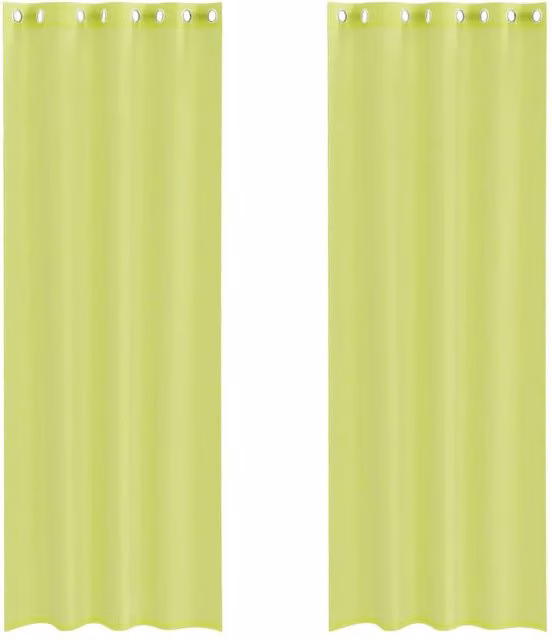 Berkfield Home Apple Green Voile Fabric Panel Curtains with Eyelets, 2 Pack, W: 140 cm, H: 260 cm