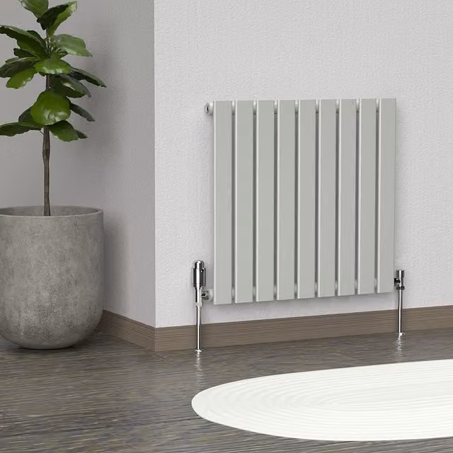 Lux Heat Flat Horizontal Single Coloured Radiator in Dove Grey, W: 60.0 cm, H: 63.0 cm