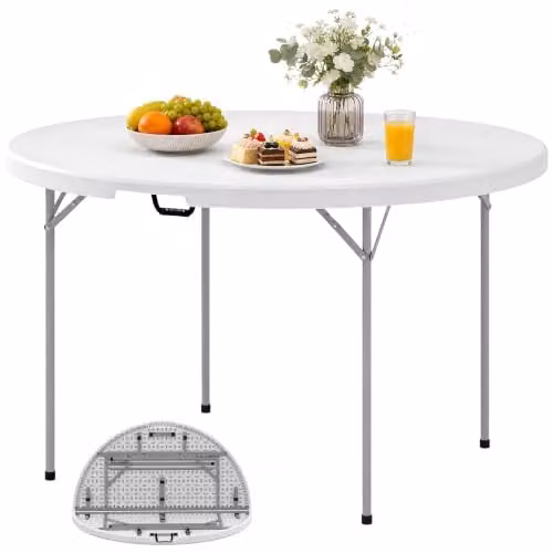 Outsunny White Folding Picnic Table with Non-Slip Foot Pads, W/D/H: 120 x 74 x 74 cm – 1
