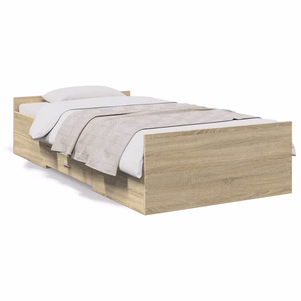 Berkfield Home Modern Bed Frame with Drawers in Sonoma Oak Brown, W/D/H: 90 x 200 cm – 2