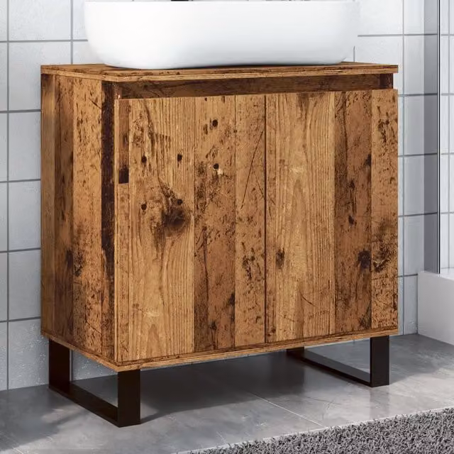 Berkfield Home Industrial Bathroom Cabinet in Brown Old Wood, W/D/H: 58 x 33 x 60 cm