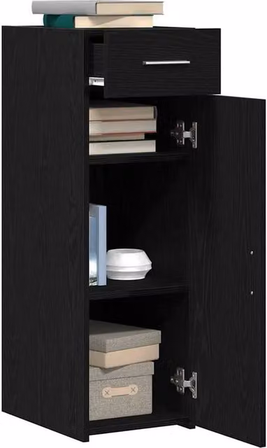 Berkfield Home Black Oak Sideboard in Engineered Wood, W/D/H: 93 x 42 x 30.5 cm – 1