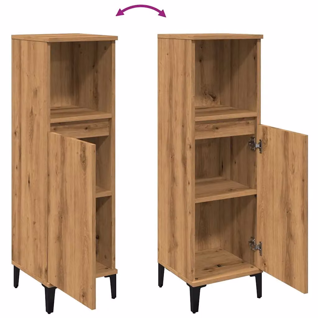 Berkfield Home Artisan Oak Bathroom Cabinet, Brown, W/D/H: 30 x 30 x 100 cm – 3