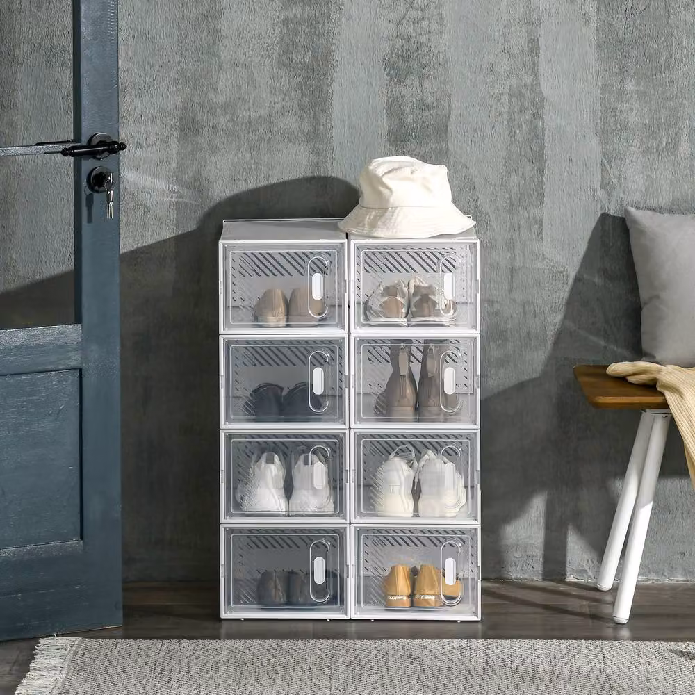 STILVORA Shoe Storage Boxes Set of 8 with Magnetic Doors in White and Transparent – 2