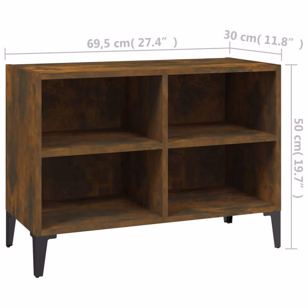 Berkfield Home Smoked Oak TV Cabinet with Metal Legs in Brown, W: 69.5 cm, D: 30 cm, H: 50 cm – 4