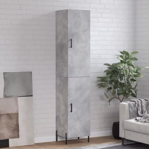 vidaXL Modern Highboard in Concrete Grey with Hinged Doors and Internal Shelves, W/D/H: 34.5 x 34 x 180 cm – 2