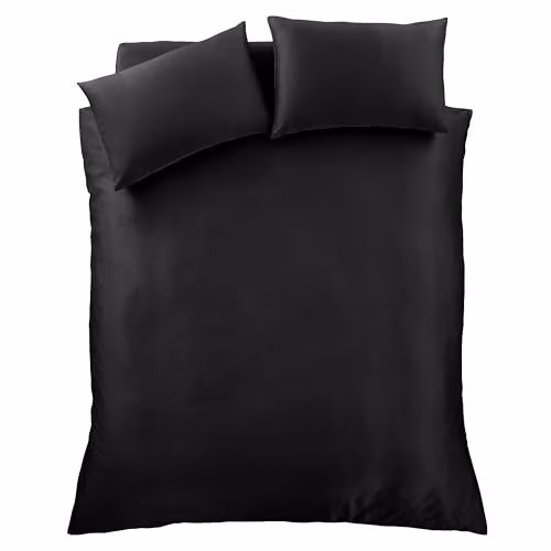 Catherine Lansfield Silky Soft Satin Double Duvet Cover Set with Pillowcases, Black, Duvet Cover: 200 x 200 cm, Pillowcases: 50 x 75 cm – 3