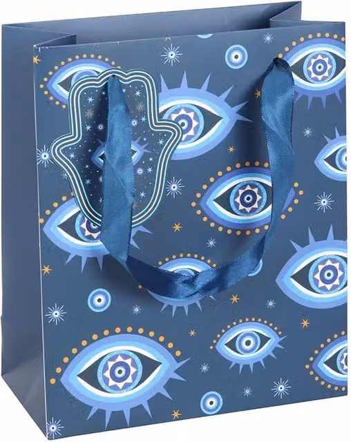 Kingsbury Gifts All Seeing Eye Print Medium Paper Gift Bag in Blue