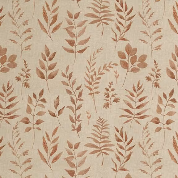Ante Decor Willow Printed Cotton Fabric Spice in Multicolour Orange and Beige