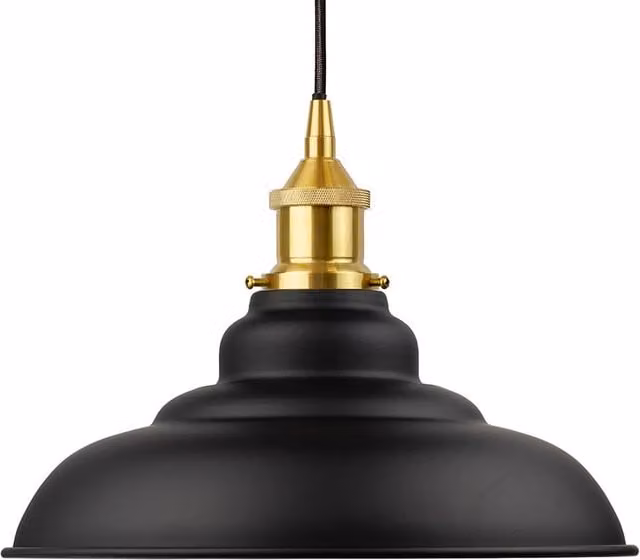 SE Home St Edmund's Round Pendant Light in Matt Black and Polished Brass