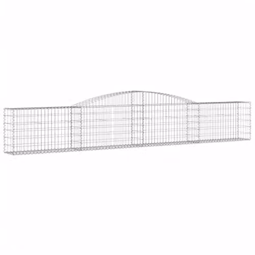 vidaXL Arched Gabion Baskets, 3 Pieces, Silver Galvanised Steel, W: 400 cm, D: 30 cm, H: 60/80 cm