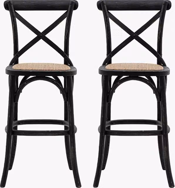 Perch & Parrow Set of 2 Classic Black Matt Rattan Barstools