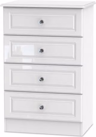 Welcome Balmoral White High Gloss 4 Drawer Midi Chest of Drawers