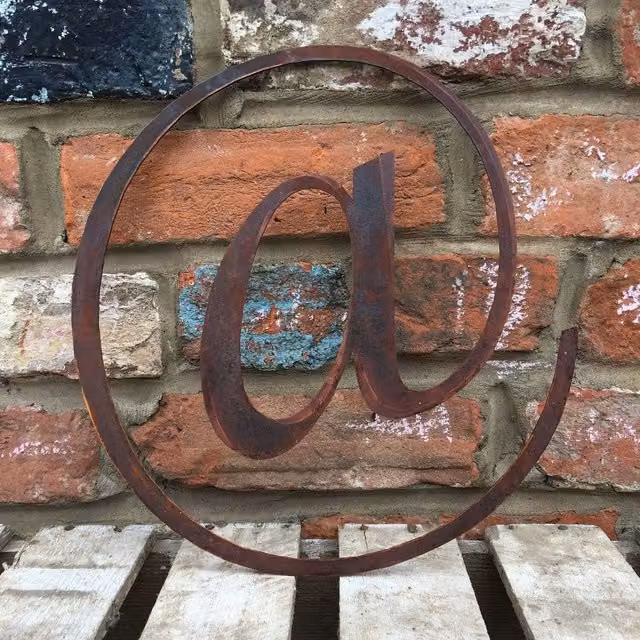 RW Norfolk Personalised Rusty Metal AT Symbol Wall Decor, Brown, W/H: 30.48 x 30.48 cm