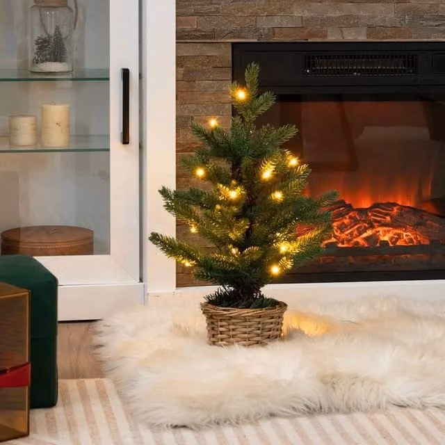 KORVIXA Green Pre-lit Tabletop Christmas Tree W/D/H: 100 x 100 x 100 cm