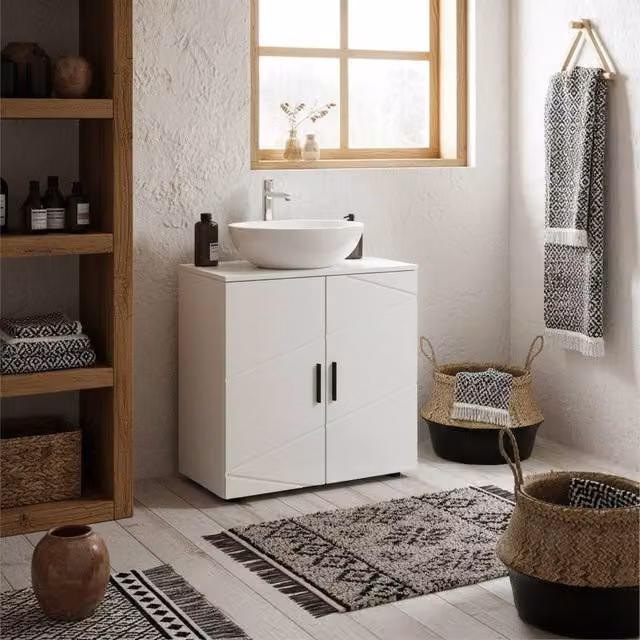 Wyld Haus Badosu Luni Under Sink Bathroom Cabinet, White, W/D/H: 60 x 30 x 60 cm – 1