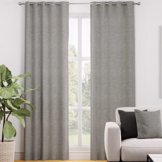 Terrys Luxuria Made to Measure Blackout Eyelet Curtain Panel in Silver Grey Polyester