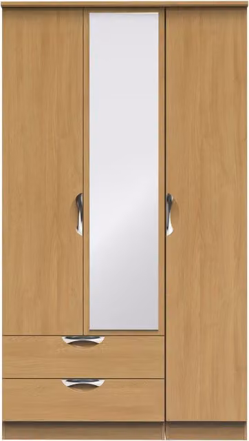 Ready Assembled 2 U Holborn Triple Mirror Wardrobe with 2 Drawers in Brown – 1