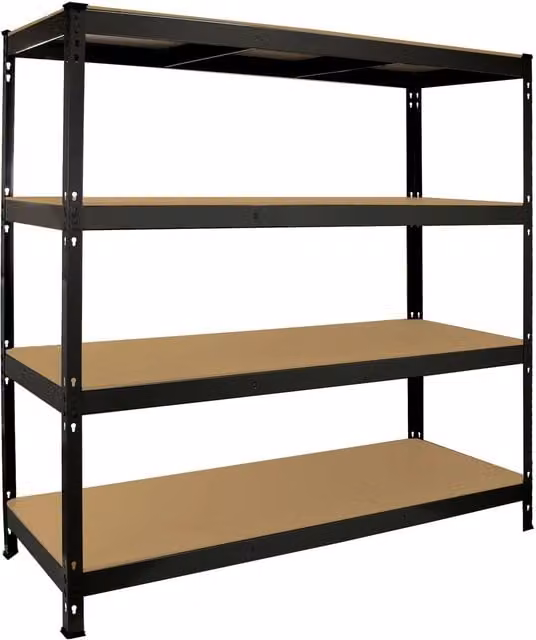 Monstershop Q-Rax Heavy Duty Storage Shelving, Black, W: 160 cm, D: 60 cm, H: 160 cm
