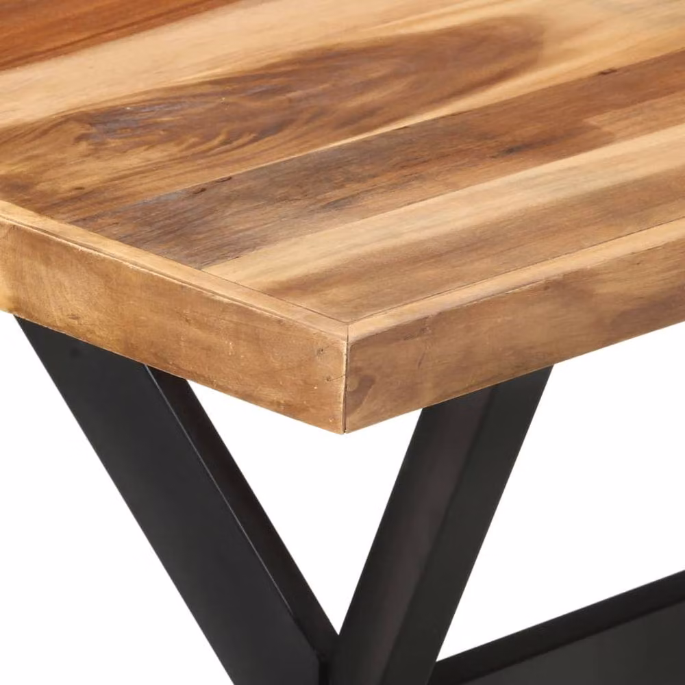 Berkfield Home Brown Solid Wood Dining Table with Honey Finish, W/D/H: 120 x 60 x 75 cm – 4