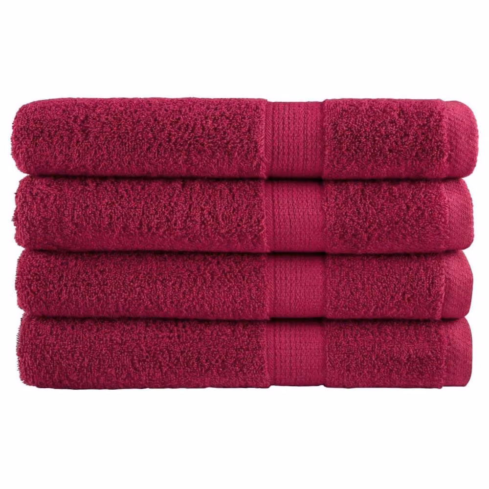 Berkfield Home SOLUND Premium Cotton Terry Towel Set, 4 Pieces, Bordeaux Red, W: 100 cm, L: 200 cm, 600gsm – 2