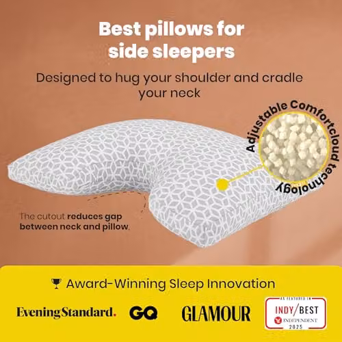 Brightr Sleep MoonHug Adjustable Memory Foam Pillow in Grey with Antibacterial Properties – 2