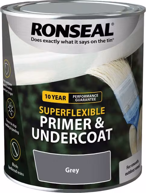 Ronseal Super Flexible Wood Primer and Undercoat, Grey