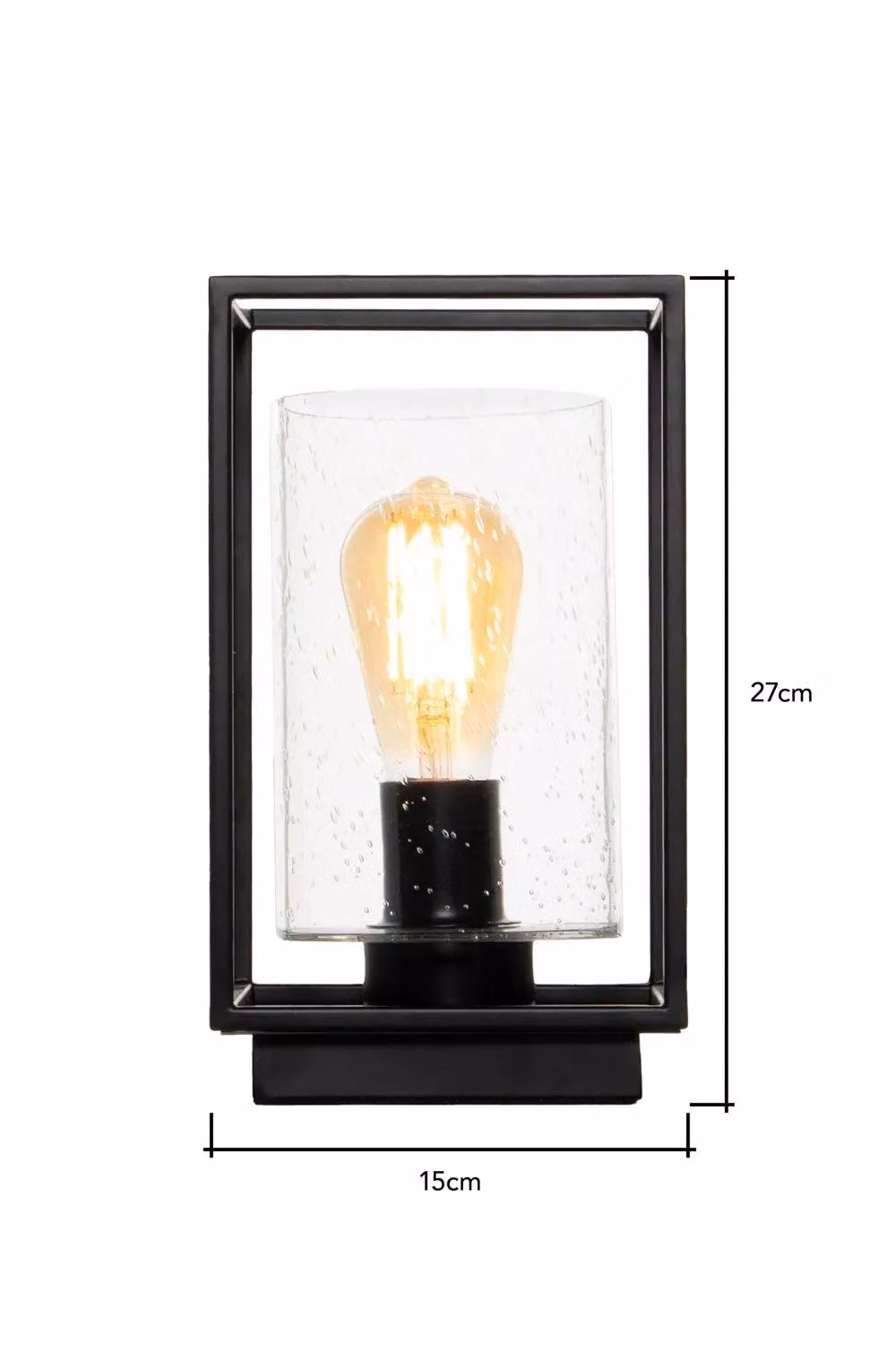 BHS Lighting Hardy Table Lamp in Black with Glass and Metal Details – 4