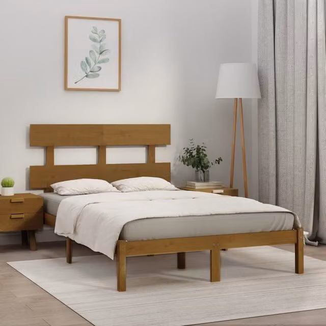 Berkfield Home Rustic Solid Wood Pine Bed Frame, Brown, 200 x 200 cm