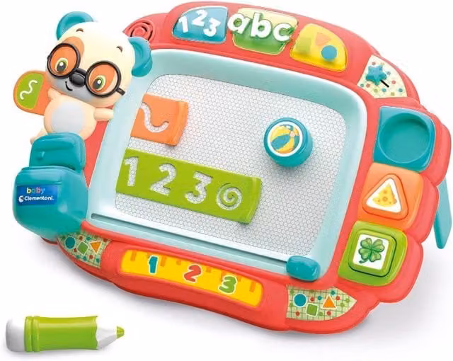 Clementoni Baby Interactive Magnetic Easel in Red for First Learning and Motor Skills Development