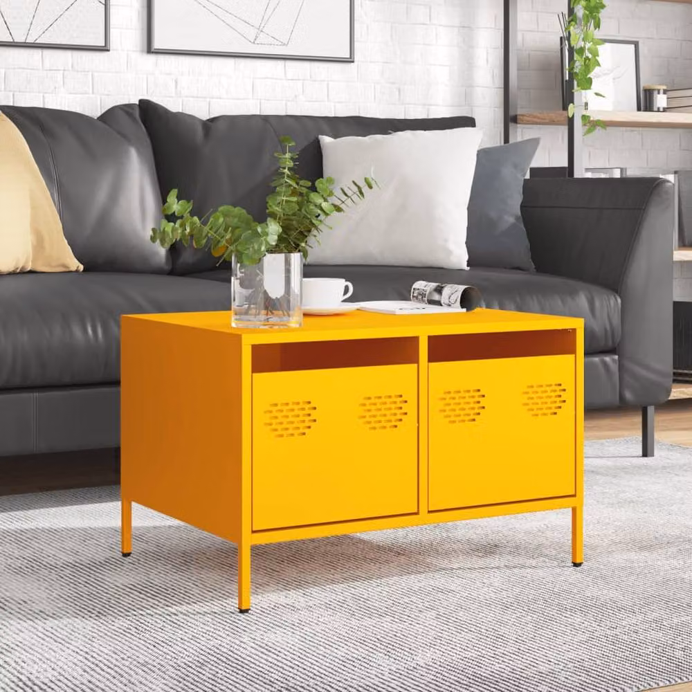Berkfield Home TV Cabinet in Mustard Yellow, W/D/H: 68 x 50 x 43.5 cm – 3