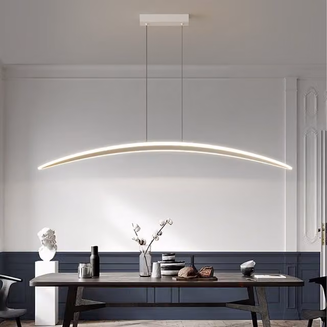 Modern LED Glass Pendant Chandelier in White and Transparent with Height Adjustable Suspension