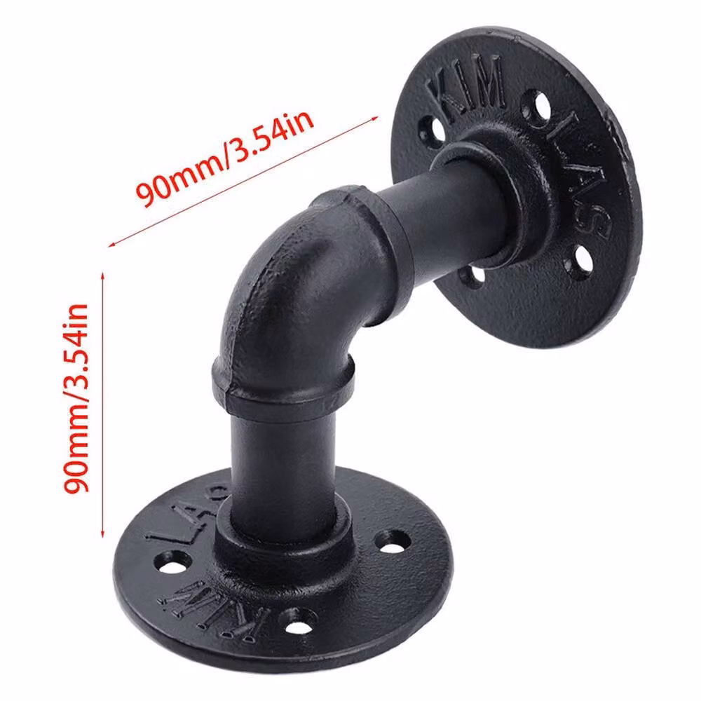 PAWNORA Matt Black Iron Pipe Angle Shelf Bracket – 2
