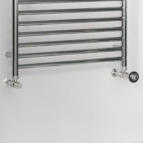 UK Radiators Signature Wooden Head Thermostatic Radiator Valve and Lockshield Angled Set in Silver Nickel with 8mm Brass Connection – 2