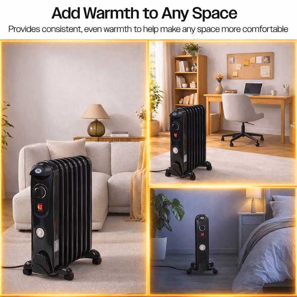 Prem-i-Air 2.5 kW 11 Fin Oil Filled Radiator with 24 Hour Timer, Black – 6