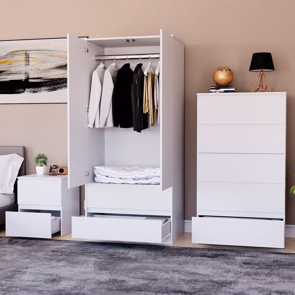 Vida Designs Modern White Bedroom Set – 1